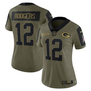 NFL Women's Green Bay Packers Aaron Rodgers Nike Olive 2021 Salute To Service Limited Player Jersey
