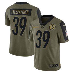 NFL Men's Pittsburgh Steelers Minkah Fitzpatrick Nike Olive 2021 Salute To Service Limited Player Jersey