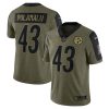 NFL Men's Pittsburgh Steelers Troy Polamalu Nike Olive 2021 Salute To Service Retired Player Limited Jersey