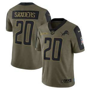 NFL Men's Detroit Lions Barry Sanders Nike Olive 2021 Salute To Service Retired Player Limited Jersey