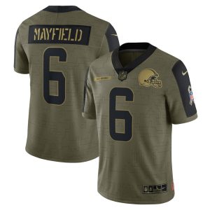 NFL Men's Cleveland Browns Baker Mayfield Nike Olive 2021 Salute To Service Limited Player Jersey