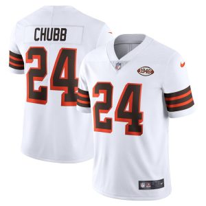 NFL Men's Cleveland Browns Nick Chubb Nike White 1946 Collection Alternate Vapor Limited Jersey
