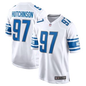 NFL Men's Detroit Lions Aidan Hutchinson Nike White 2022 NFL Draft First Round Pick Game Jersey