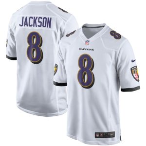 NFL Men's Baltimore Ravens Lamar Jackson Nike White Player Game Jersey
