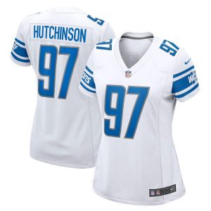NFL Women's Detroit Lions Aidan Hutchinson Nike White 2022 NFL Draft First Round Pick Game Jersey