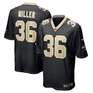 NFL Men's New Orleans Saints Jordan Miller Nike Black Game Player Jersey