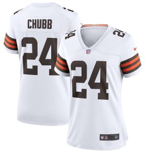 NFL Women's Cleveland Browns Nick Chubb Nike White Game Jersey
