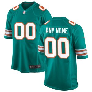 NFL Men's Miami Dolphins Nike Aqua Alternate Custom Game Jersey