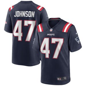 NFL Men's New England Patriots Jakob Johnson Nike Navy Game Jersey