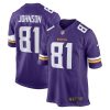 NFL Men's Minnesota Vikings Bisi Johnson Nike Purple Game Jersey