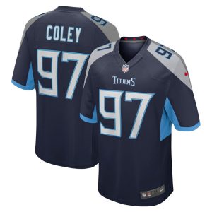 NFL Men's Tennessee Titans Trevon Coley Nike Navy Game Jersey