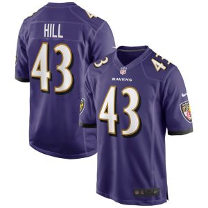 NFL Men's Baltimore Ravens Justice Hill Nike Purple Game Jersey