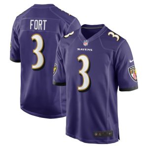 NFL Men's Baltimore Ravens L.J. Fort Nike Purple Game Player Jersey