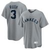 MLB Men's New York Yankees Babe Ruth Nike Gray Road Cooperstown Collection Player Jersey