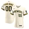 MLB Men's Milwaukee Brewers Nike Cream Home Authentic Custom Patch Jersey