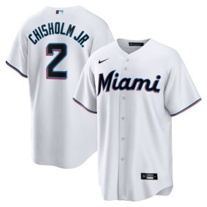 MLB Men's Miami Marlins Jazz Chisholm Jr. Nike White Home Replica Player Jersey