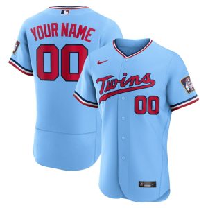 MLB Men's Minnesota Twins Nike Powder Blue Alternate Authentic Custom Patch Jersey