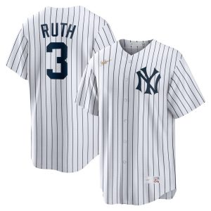 MLB Men's New York Yankees Babe Ruth Nike White Home Cooperstown Collection Player Jersey
