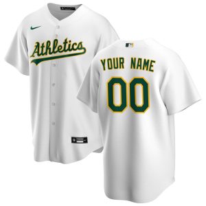 MLB Men's Oakland Athletics Nike White Home Replica Custom Jersey