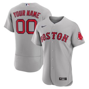 MLB Men's Boston Red Sox Nike Gray Road Authentic Custom Jersey