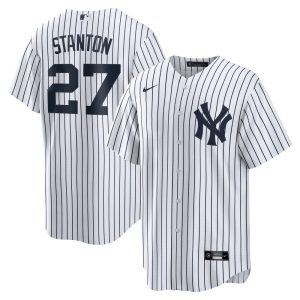 MLB Men's New York Yankees Giancarlo Stanton Nike White Home Replica Player Name Jersey