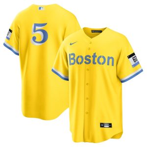 MLB Men's Boston Red Sox Enrique Hernandez Nike Gold/Light Blue 2021 City Connect Replica Player Jersey