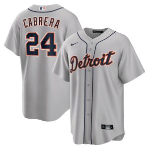 MLB Men's Detroit Tigers Miguel Cabrera Nike Gray Road Replica Player Name Jersey