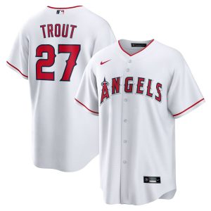 MLB Men's Los Angeles Angels Mike Trout Nike White Home Replica Player Name Jersey