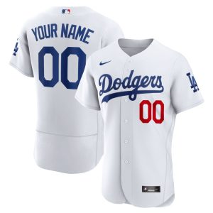 MLB Men's Los Angeles Dodgers Nike White Home Authentic Custom Patch Jersey