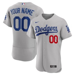 MLB Men's Los Angeles Dodgers Nike Gray Alternate Authentic Custom Patch Jersey