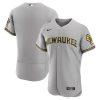 MLB Men's Milwaukee Brewers Nike Navy Alternate Authentic Team Logo Jersey